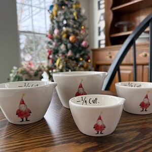 Santa Gnome Measuring Bowl Set - White with Red Gnome